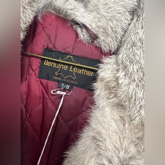 Women's Burgundy Leather Jacket with Genuine Rabbit Fur Collar *updated listing - Picture 3 of 6